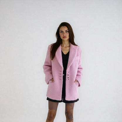 Marynarka Damska z Futerkiem | Elegancki Krótki Żakiet z Guzikami