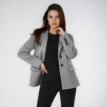 Marynarka Damska z Futerkiem | Elegancki Krótki Żakiet z Guzikami