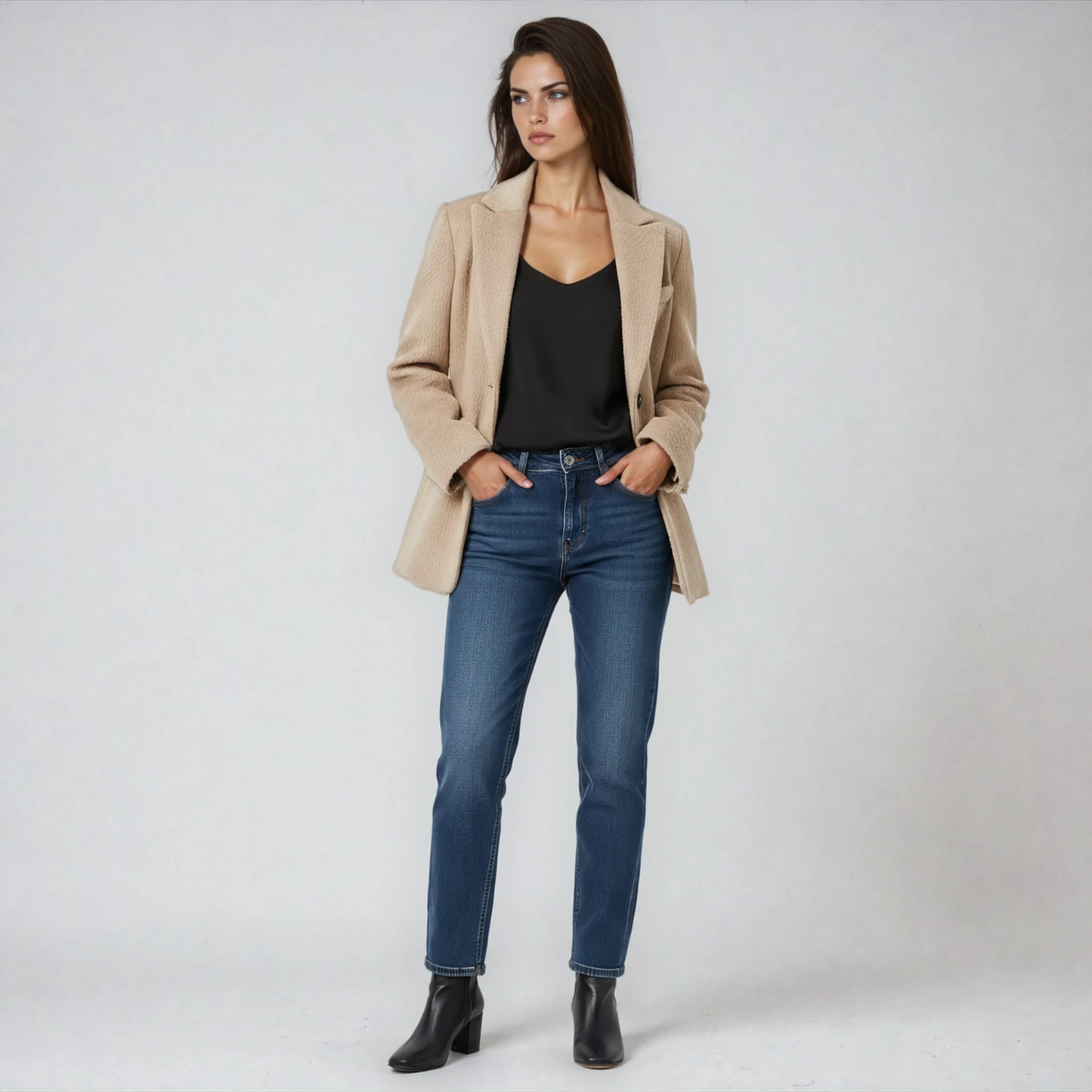 Marynarka Damska z Futerkiem | Elegancki Krótki Żakiet z Guzikami