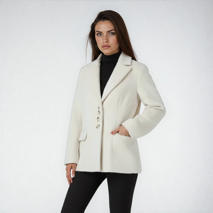 Marynarka Damska z Futerkiem | Elegancki Krótki Żakiet z Guzikami