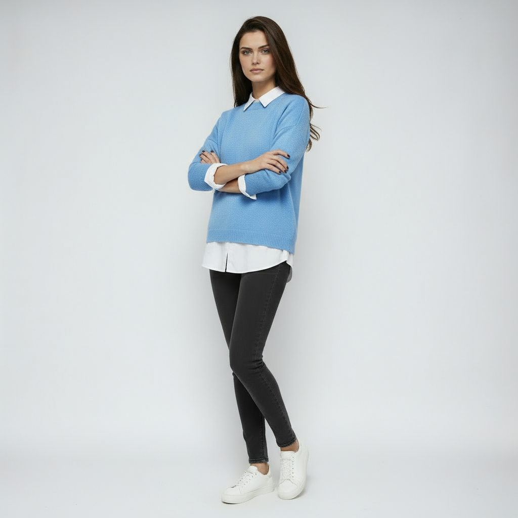 Sweter Damski z Okrągłym Dekoltem | Modny Luźny Krój do Stylizacji Casual