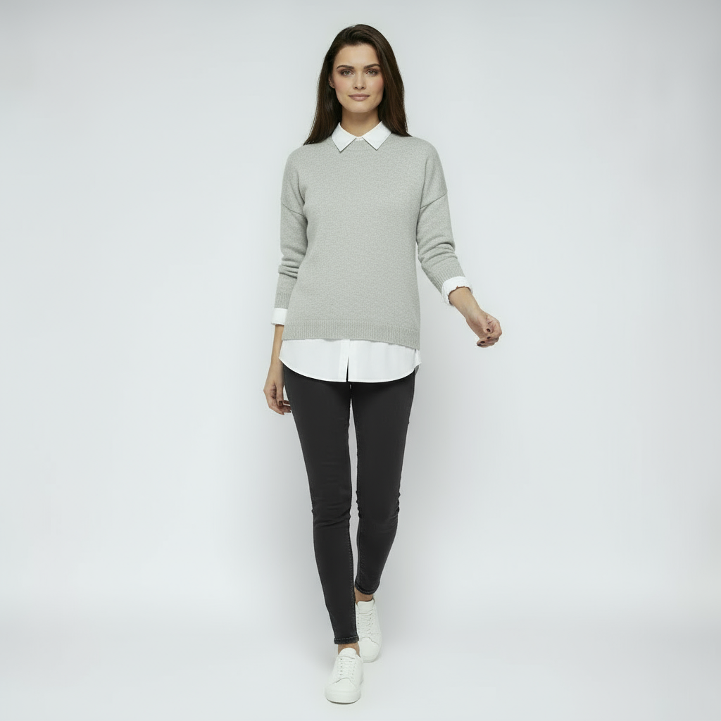 Sweter Damski z Okrągłym Dekoltem | Modny Luźny Krój do Stylizacji Casual