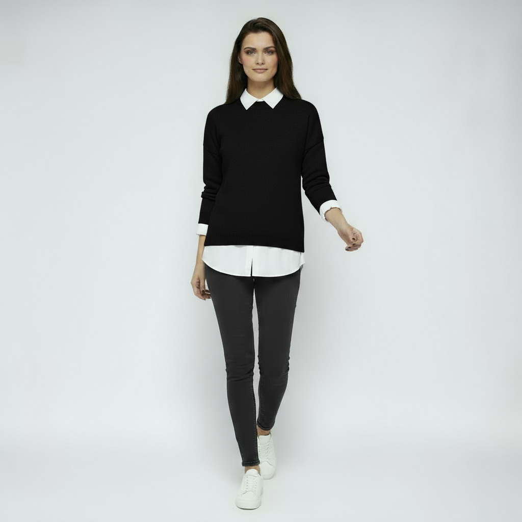 Sweter Damski z Okrągłym Dekoltem | Modny Luźny Krój do Stylizacji Casual