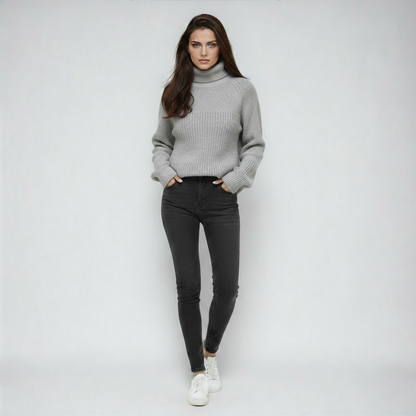 Sweter Damski z Golfem | Klasyczny Gruby Splot w Stylu Oversize