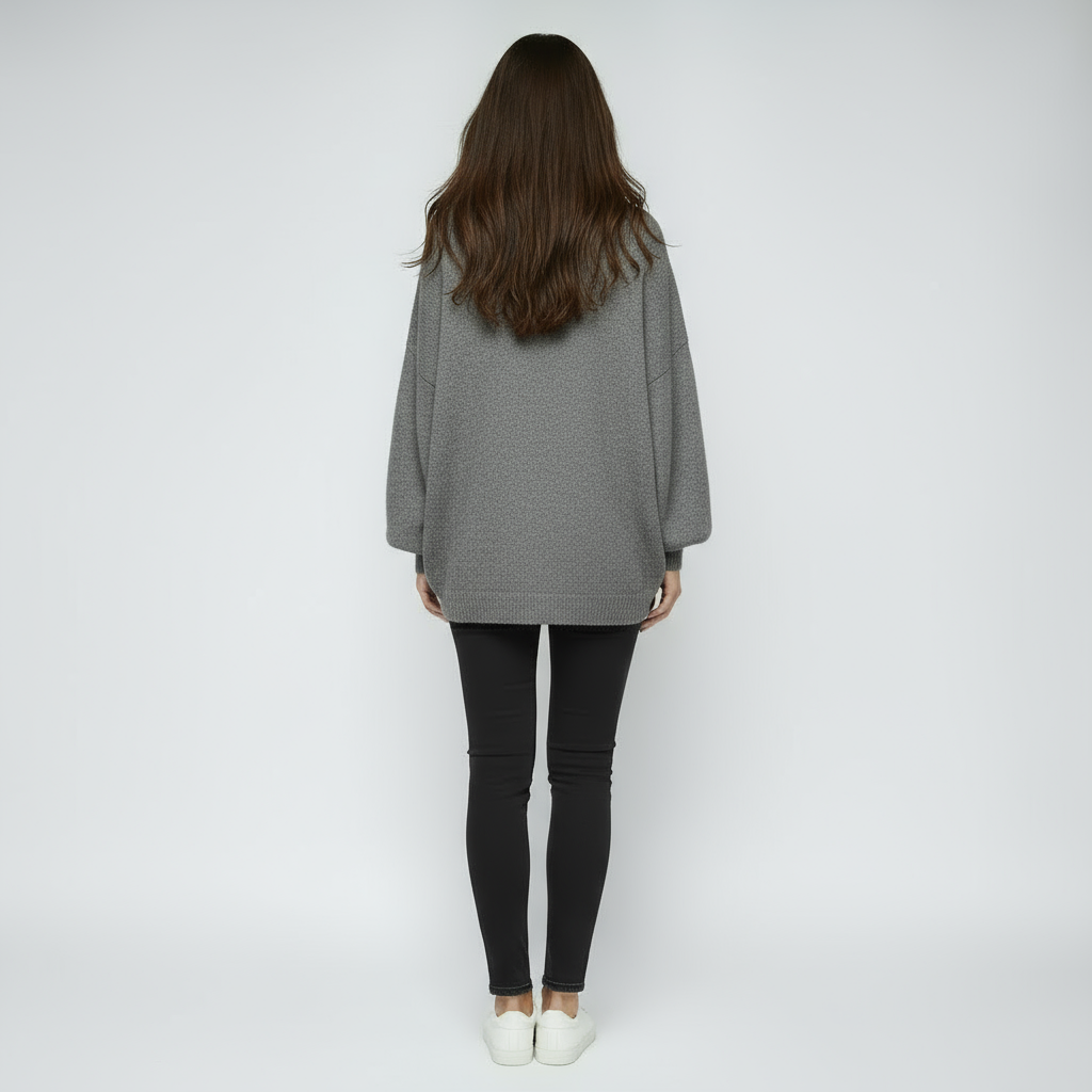 Sweter Damski Oversize | Luźny Model z Okrągłym Dekoltem