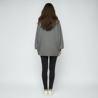 Sweter Damski Oversize | Luźny Model z Okrągłym Dekoltem