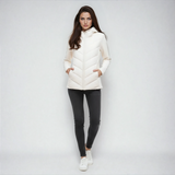 Kurtka damska pikowana z kapturem i zamkiem błyskawicznym